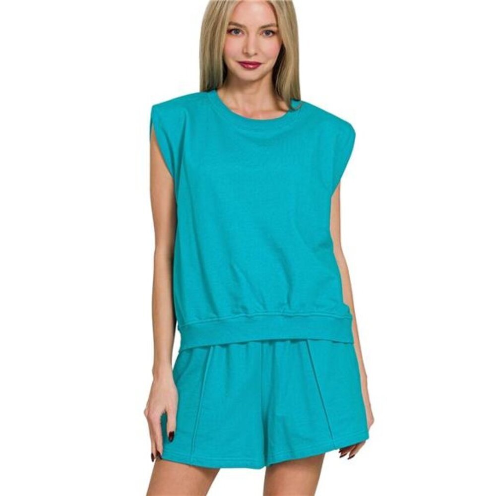 Zenana French Terry‎ Sleeveless Top & Shorts Set